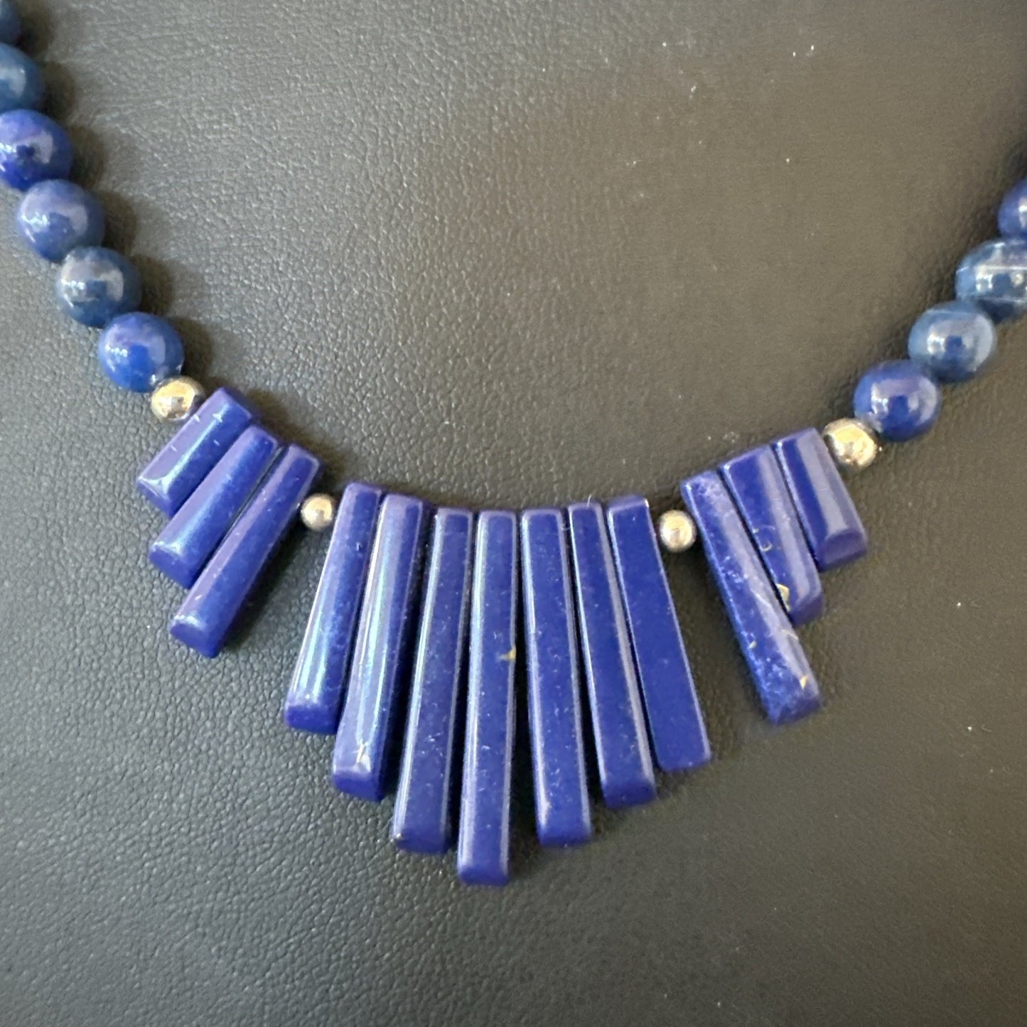 Mens Womens Blue Lapis Lazuli Sterling Silver Stick Necklace 21” 19755