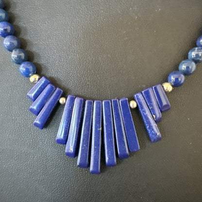 Mens Womens Blue Lapis Lazuli Sterling Silver Stick Necklace 21” 19755