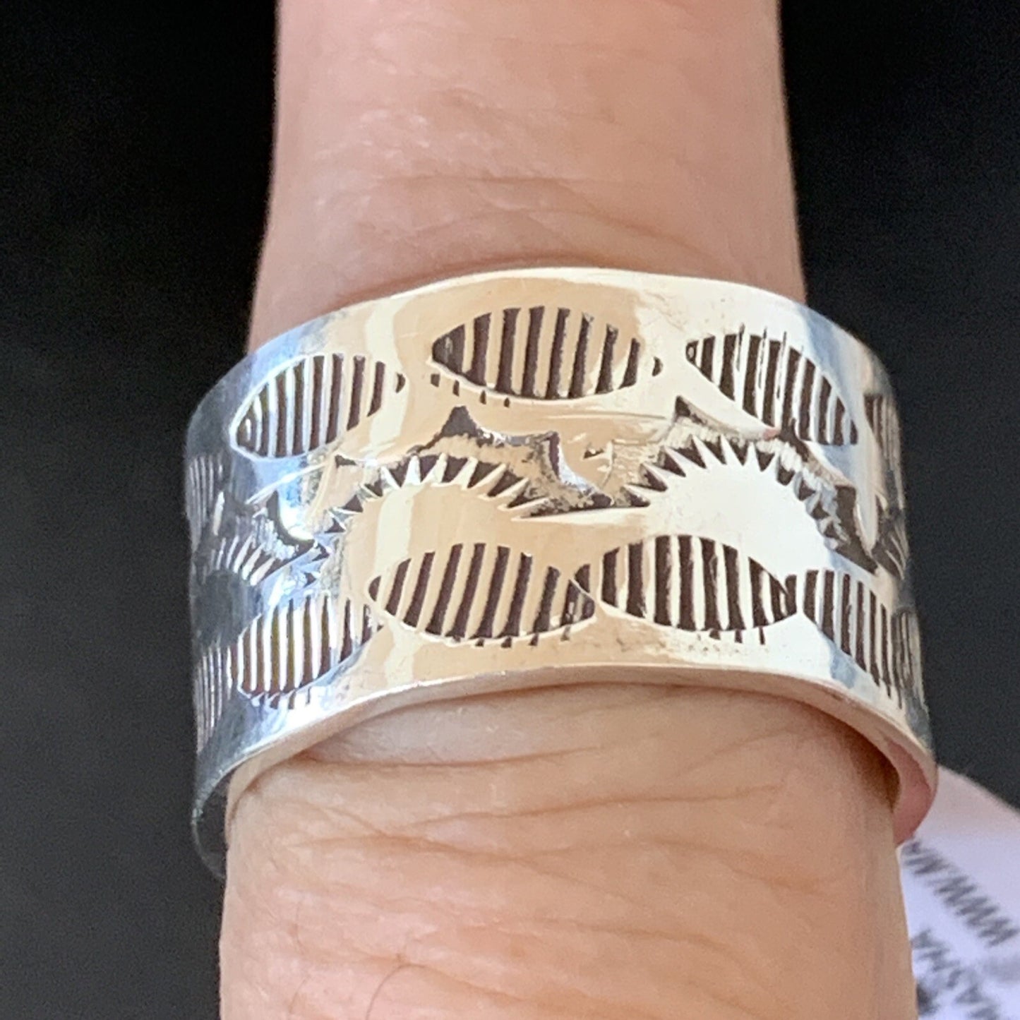 Mens Wide Band Navajo Sterling Silver Ring Size 9 10973N