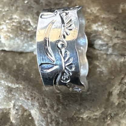 Mens Women Wedding Band Navajo Stamped Sterling Silver Ring Size 9.5 19064
