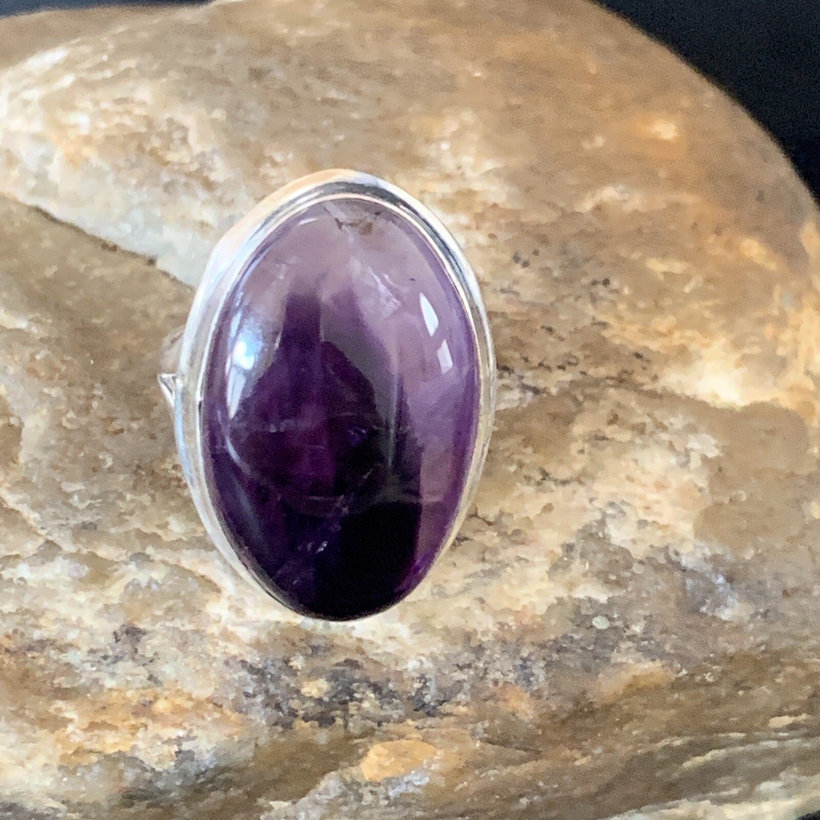 Purple Amethyst Navajo Sterling Silver Ring Size 8.5 12940