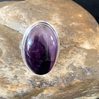 Purple Amethyst Navajo Sterling Silver Ring Size 8.5 12940