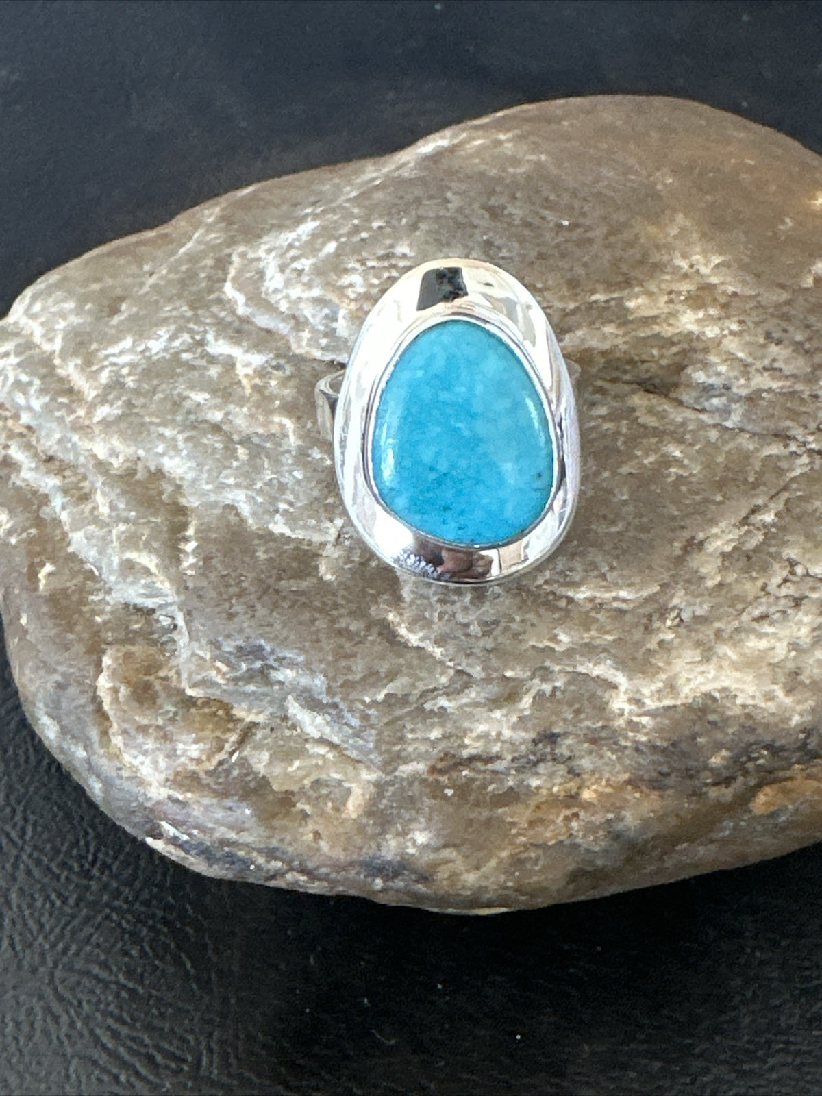 WoMens Sterling Silver Blue Kingman Turquoise Ring Size 7 17680