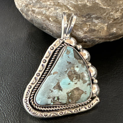 Men Women Blue Turquoise Pendant Navajo Sterling Yazzie 19527