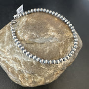 Navajo 4mm Beads 8"Bracelet | Sterling Silver | Authentic Native American Handmade | 90408