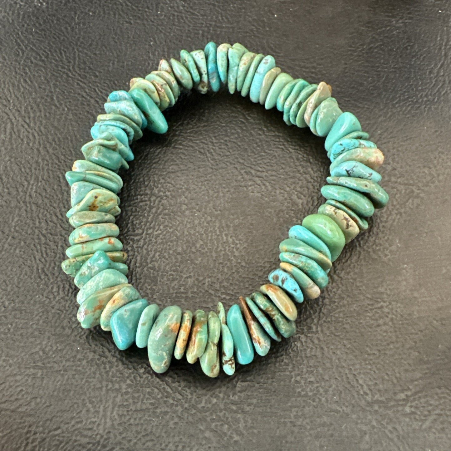 Mens Womens Blue Green Turquoise Stretch Stone Friendship Bracelet 7" 18856