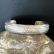 Stamped Cuff Bracelet Navajo | Sterling Silver | Authentic Native American Handmade | 18120