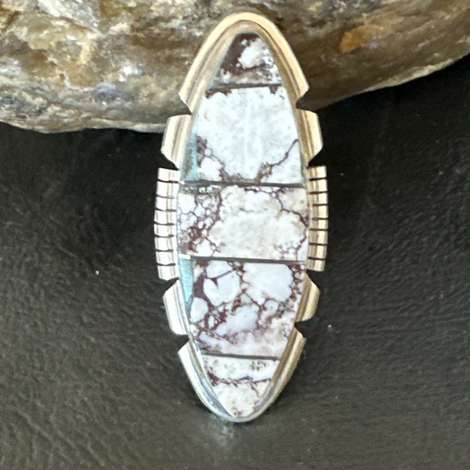Mens Womens Wild Horse Turquoise Inlay Navajo Sterling Silver Ring Sz 7 19109