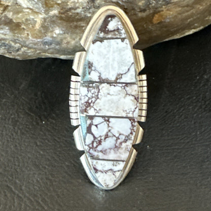Mens Womens Wild Horse Turquoise Inlay Navajo Sterling Silver Ring Sz 7 19109