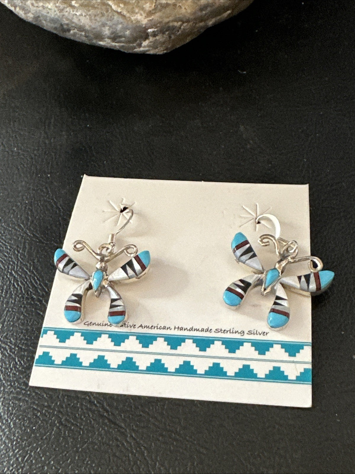 Butterfly Multicolor Turquoise MOP Inlay Sterling Silver Earrings 19815