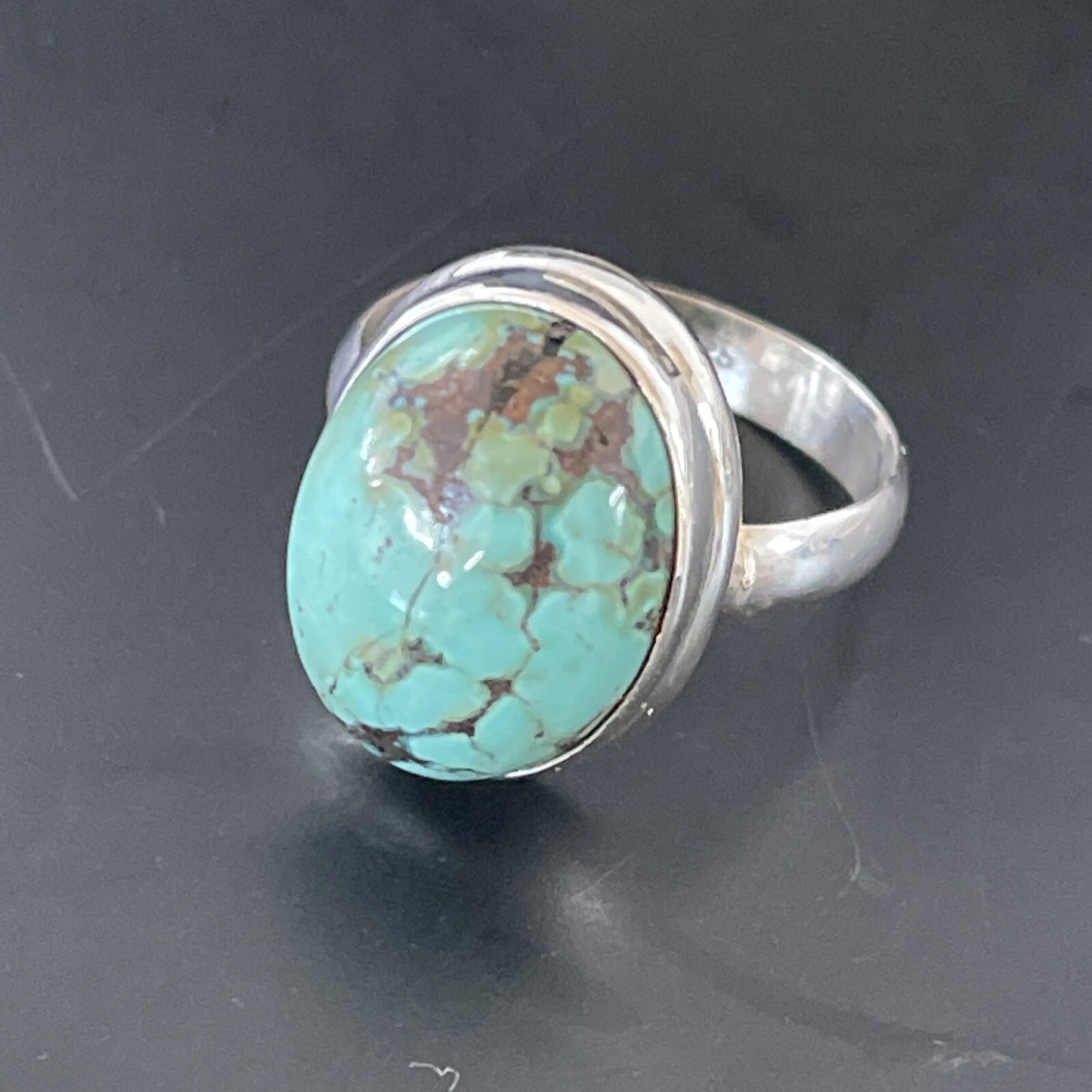 Blue Spiderweb Turquoise Navajo Sterling Silver Ring Size 6.5 11439