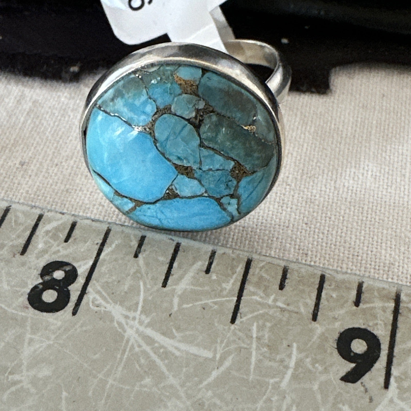 Blue Turquoise#8 Southwestern Sterling Silver Ring Size 7 19740