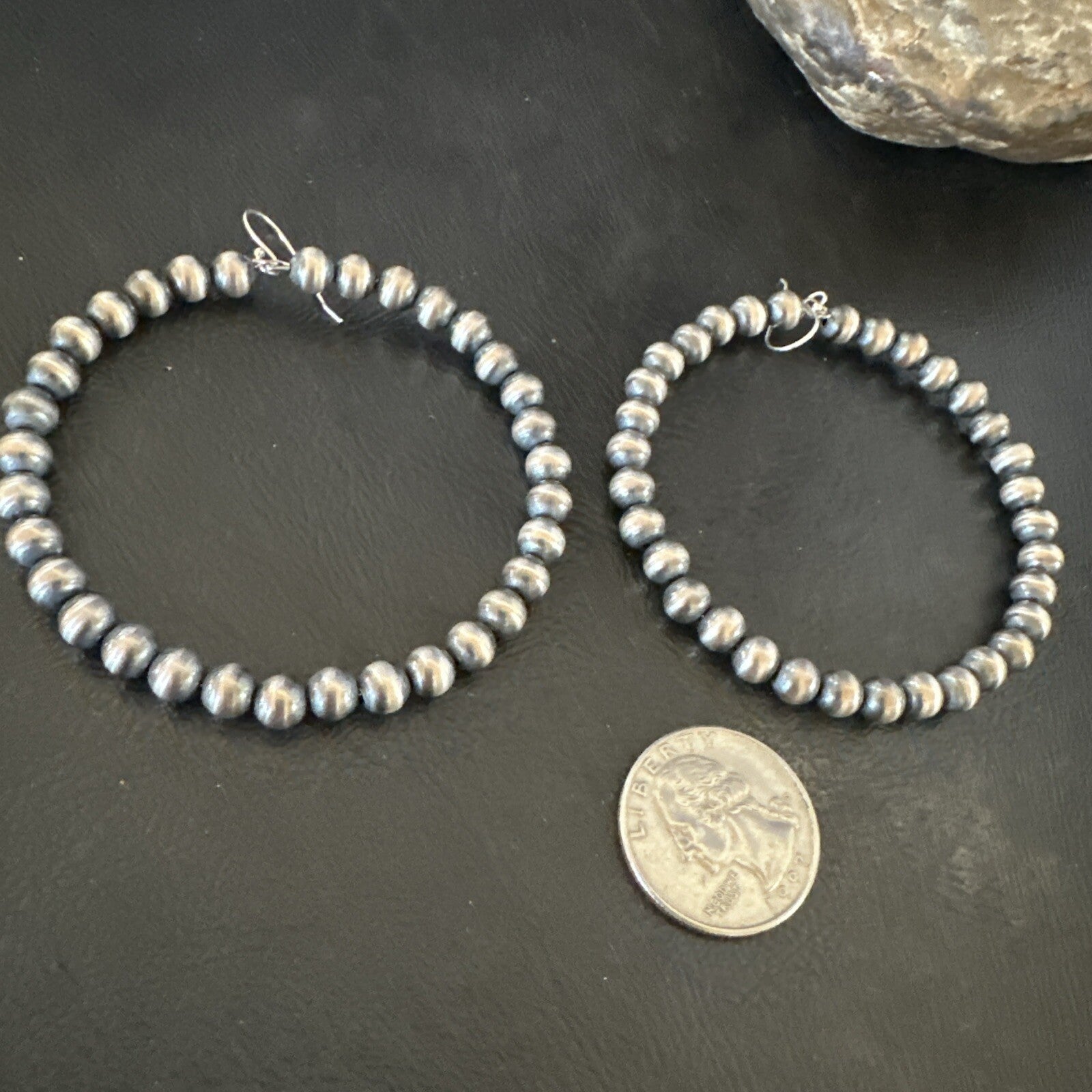 6mm Sterling Silver Beads Stainless Steel Wire Earrings 2.5” 17786
