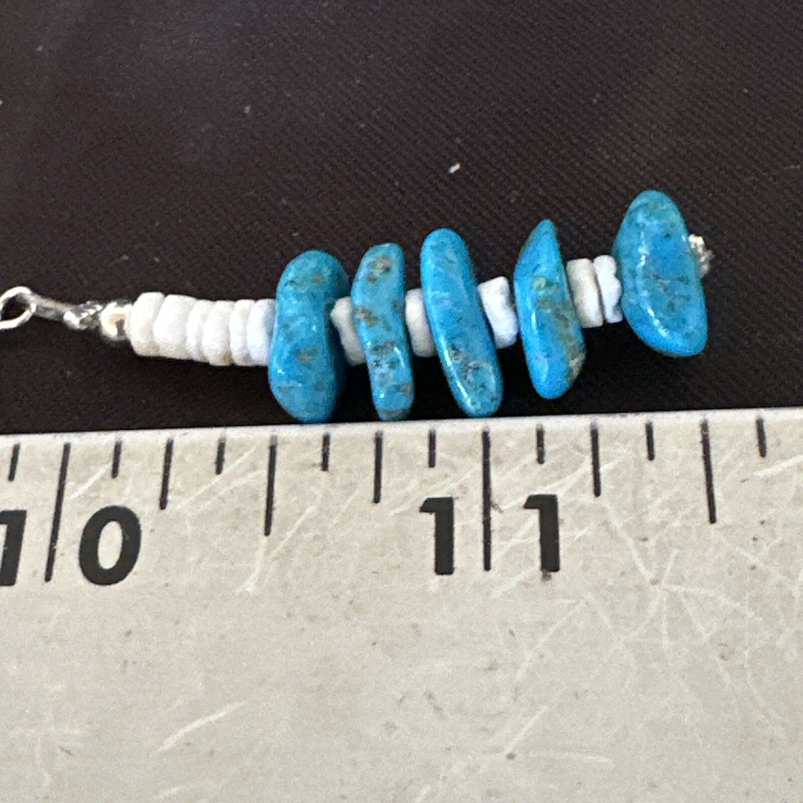 Navajo Blue Kingman Turquoise Nugget Bead Sterling Silver Earrings 17844