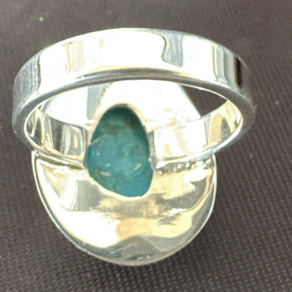 Southwestern Sterling Silver Blue Kingman Turquoise Ring Size 6 18534