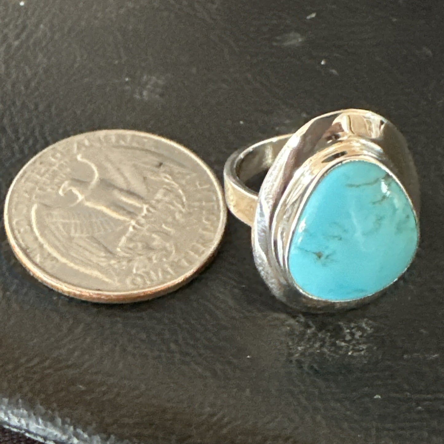 Southwestern Sterling Silver Blue Kingman Turquoise Ring Size 7 18512