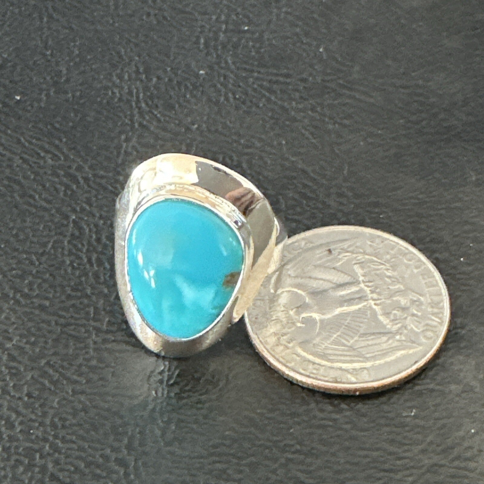 Southwestern Sterling Silver Blue Kingman Turquoise Ring Size 8 18516