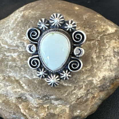 Women Blue Dry Creek Turquoise Navajo Sterling Silver Ring Sz 9 17773
