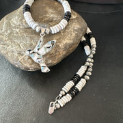 HummingBird White Buffalo Pendant Howlite Necklace | Sterling Silver | Authentic Native American Handmade | 18727