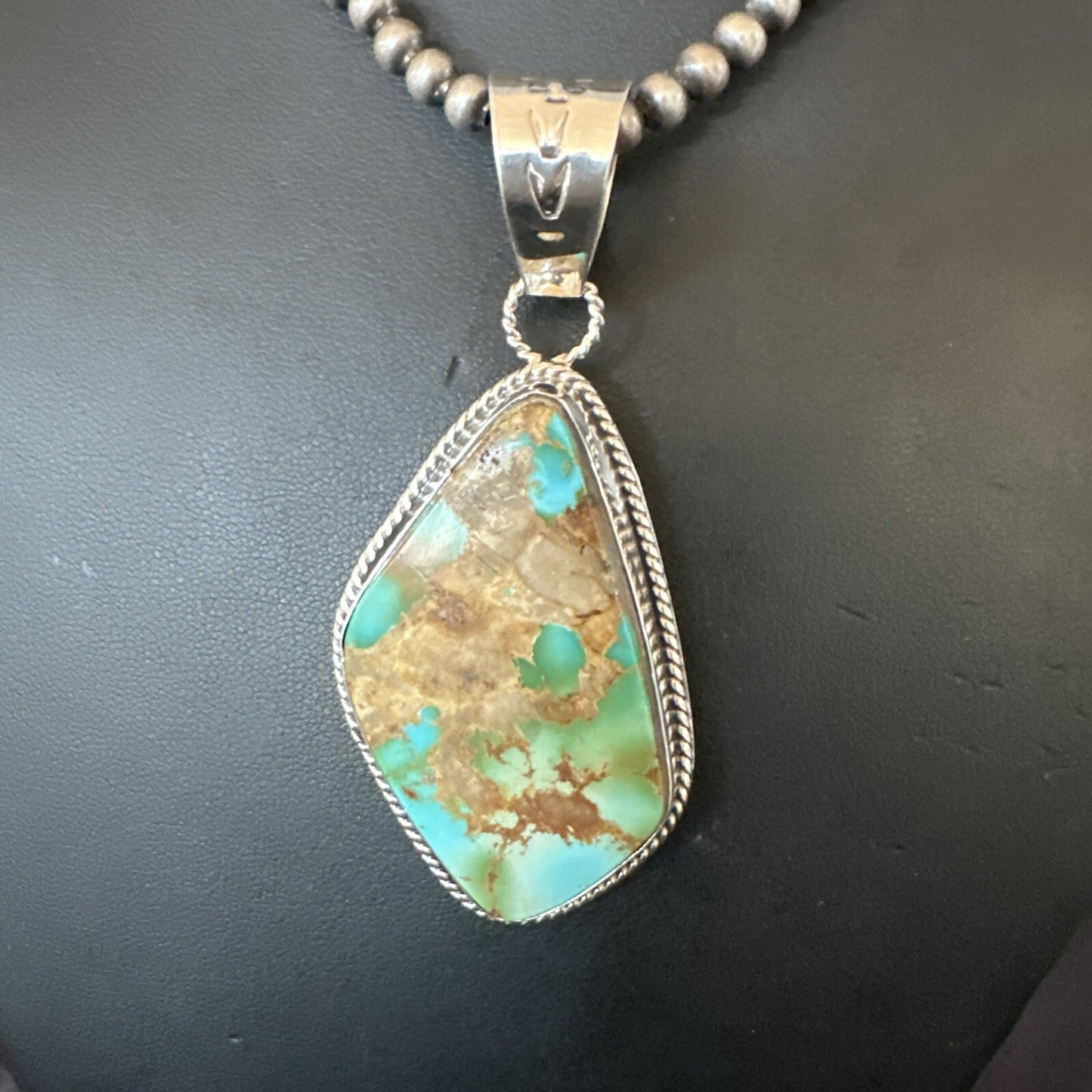 Mens Women Navajo Sterling Silver Green Royston Turquoise Necklace Pendant 18050