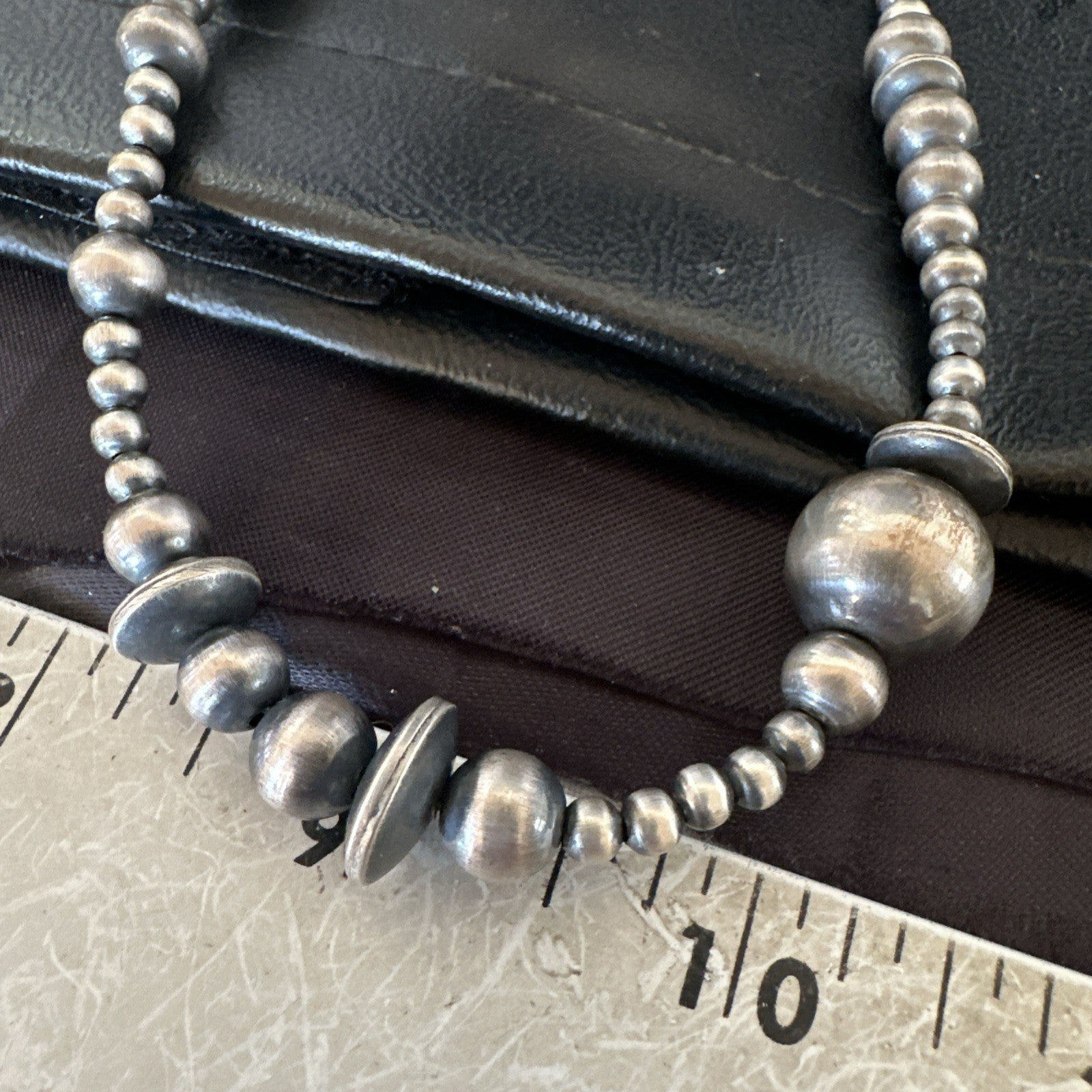 Mixed Bead Sterling Silver Navajo Pearls Necklace 18” 19221