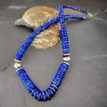 Men's Women's Blue Lapis Lazuli 6-12mm Navajo 21"Necklace | Sterling Silver | Authentic Native American Handmade | 17885