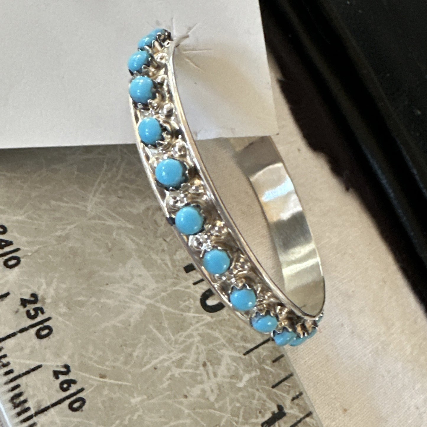 Zuni Petite Point Turquoise Cluster Earrings Sterling Silver Handmade 19770