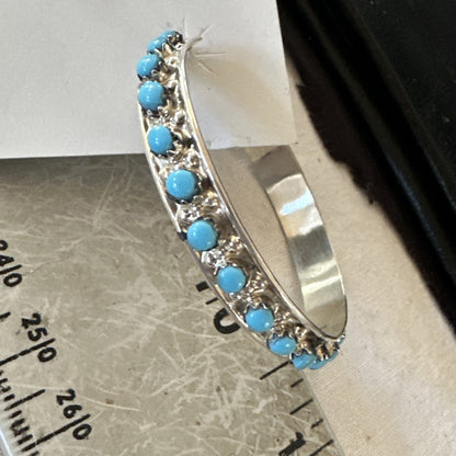 Zuni Petite Point Turquoise Cluster Earrings Sterling Silver Handmade 19770