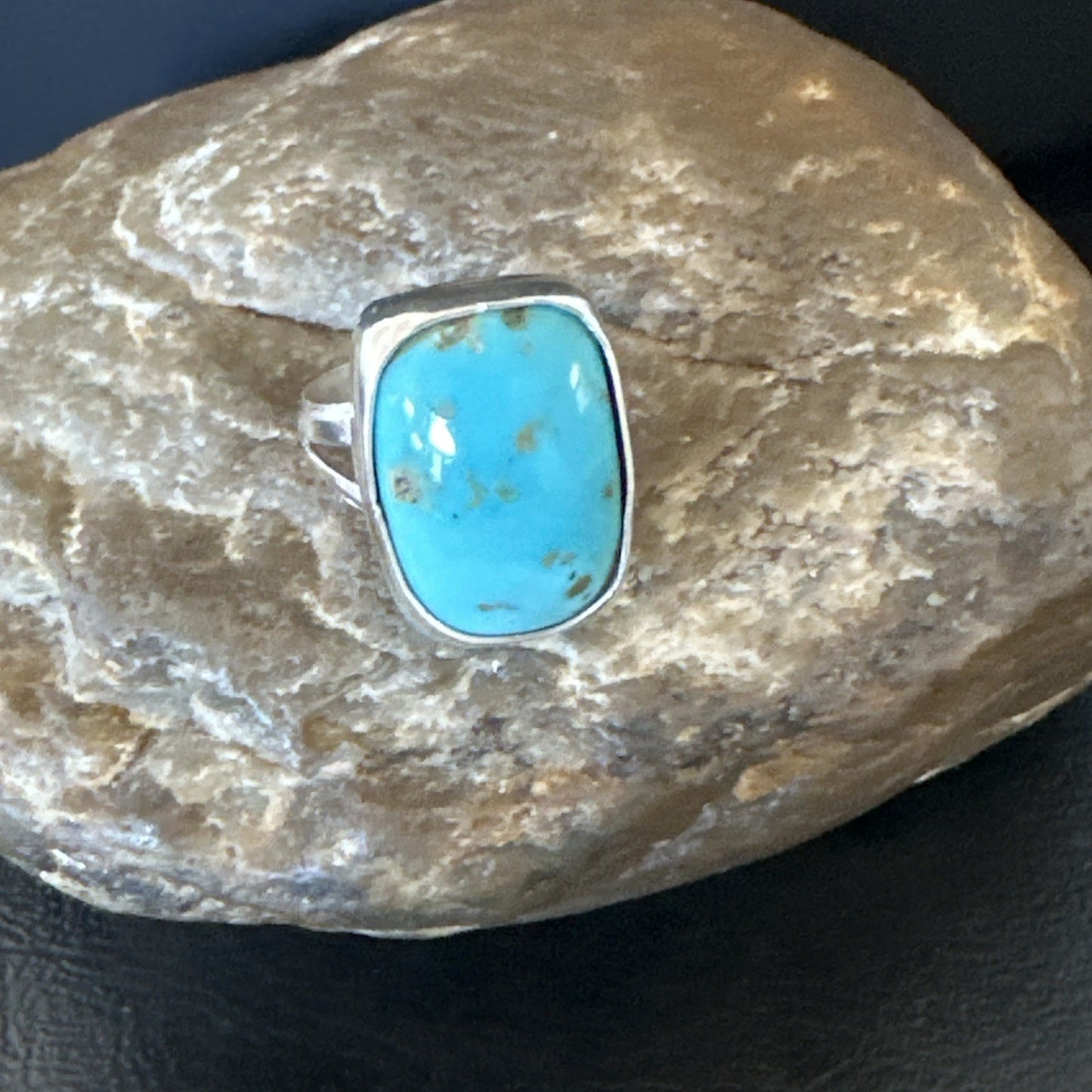 Men Women Blue Kingman Turquoise Navajo Sterling Silver Ring Size 9.5 19333