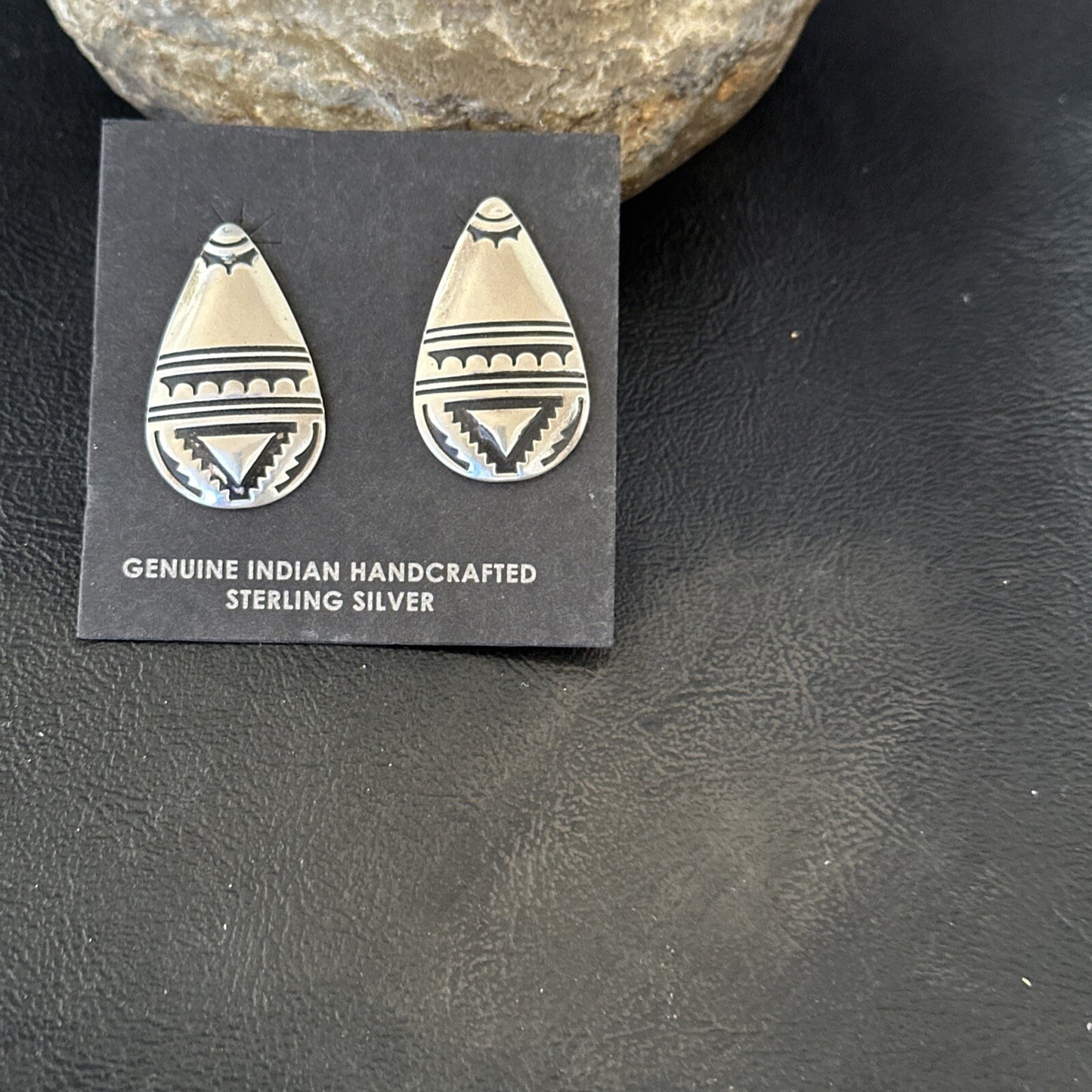 Old Pawn Navajo Stamped Sterling Silver Stamped Handmade Earrings 18174