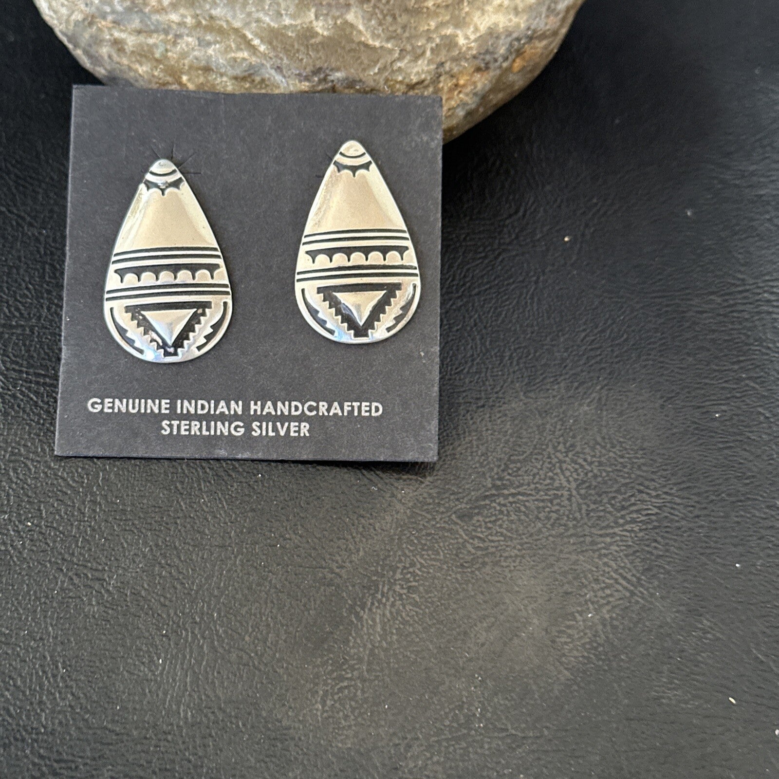 Old Pawn Navajo Stamped Sterling Silver Stamped Handmade Earrings 18174