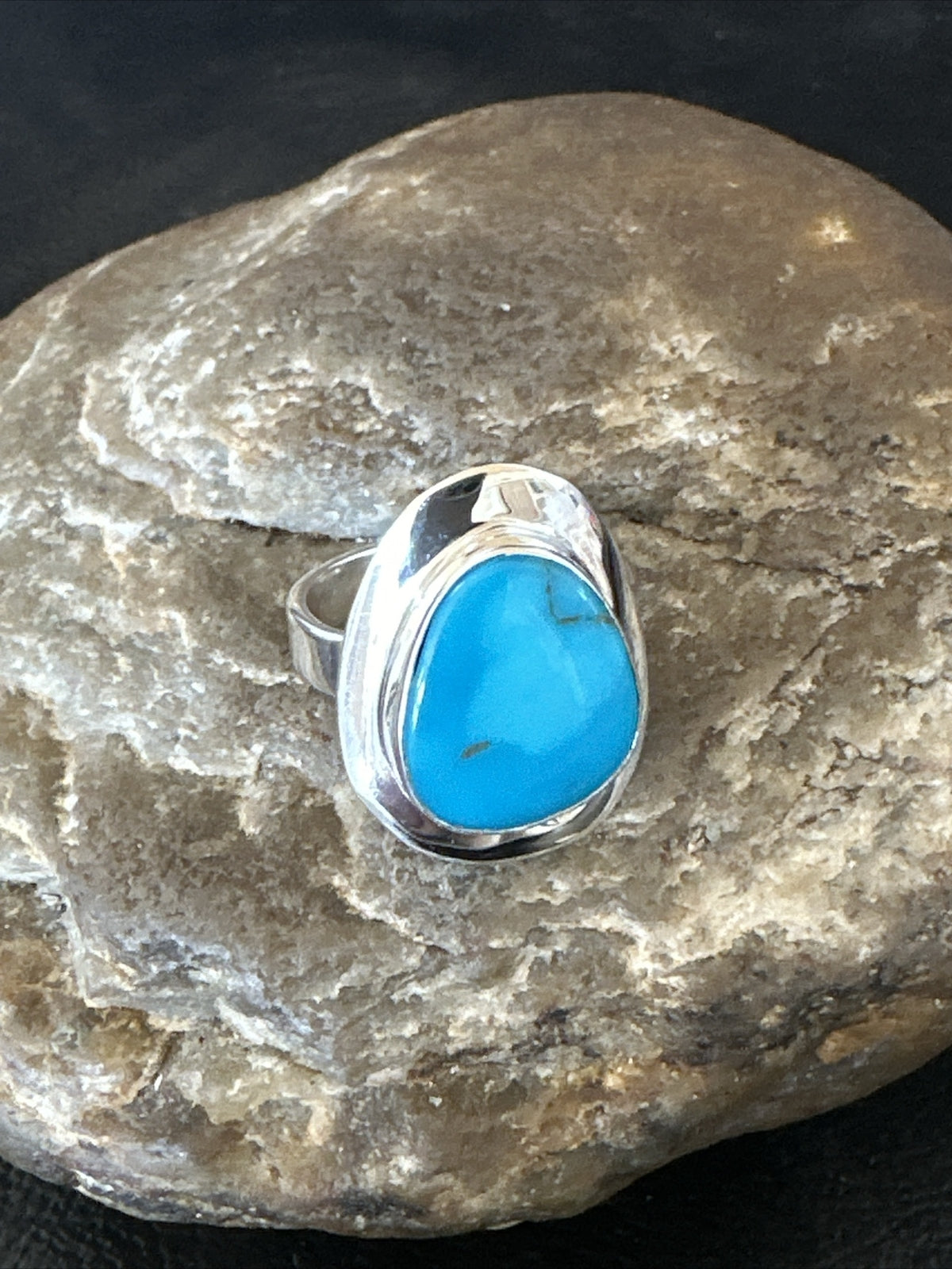WoMens Sterling Silver Blue Kingman Turquoise Ring Size 7 17681