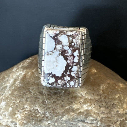 Mens Wild Horse Turquoise Navajo Sterling Silver Ring Sz 13.5 19409