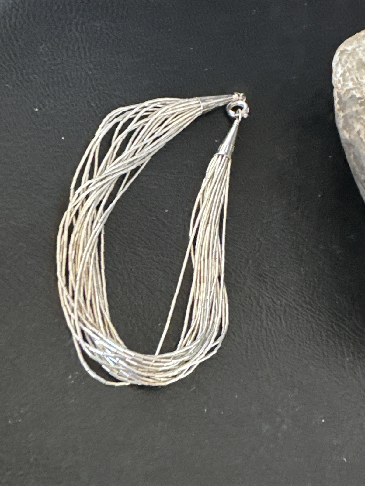 Womens Heishi Liquid Sterling Silver 20 Strands Bracelet 8” 4392