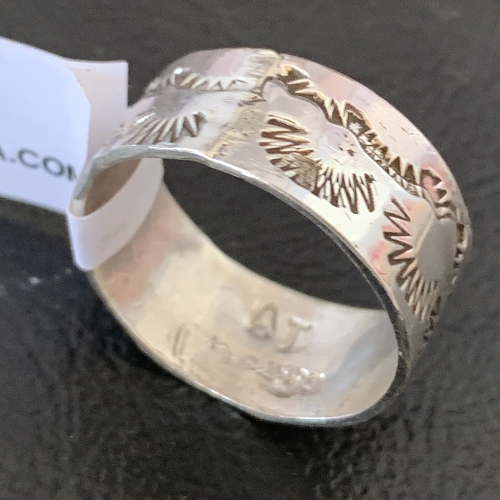 Womens Wide Band Navajo Sterling Silver Ring Size 8.5 10972N