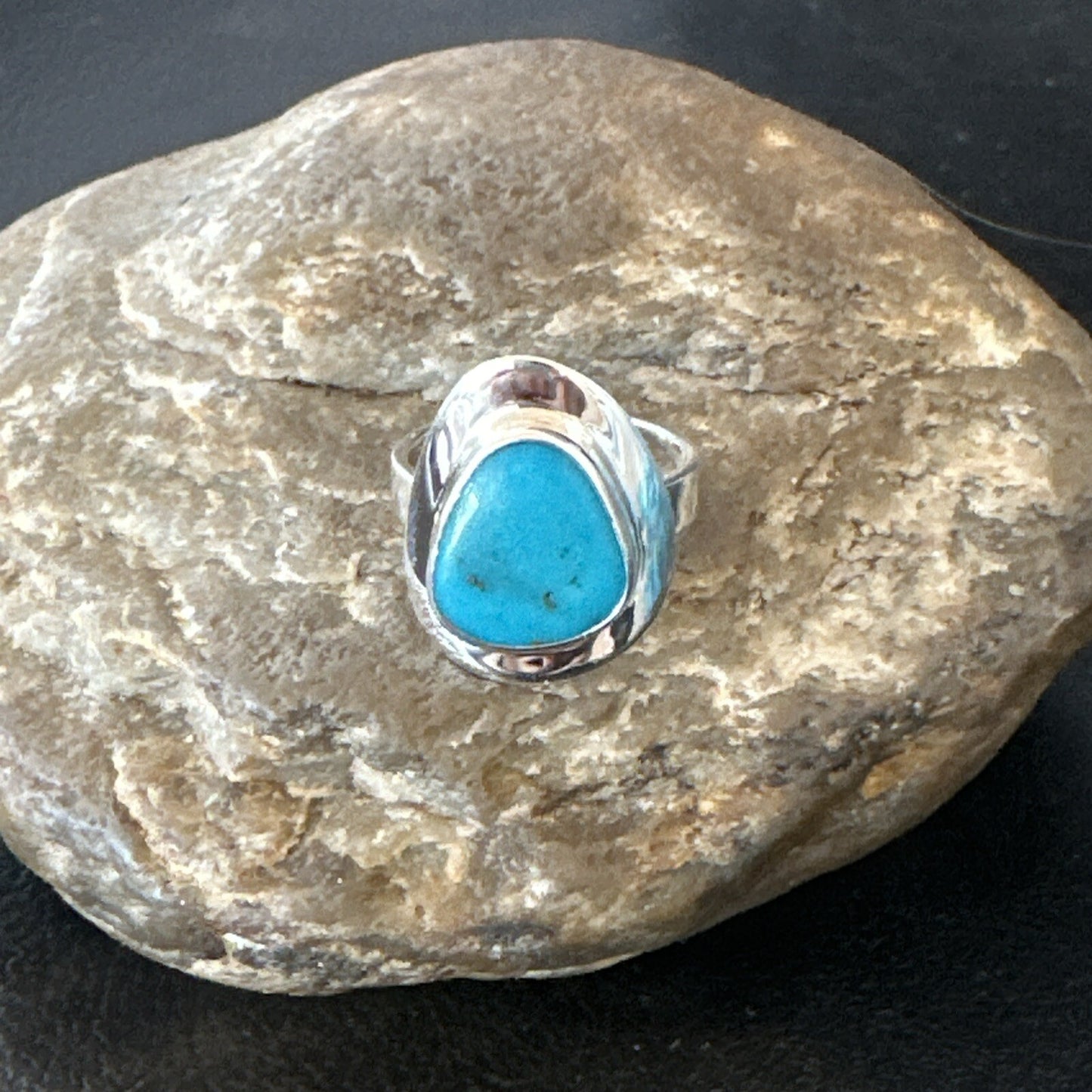 Southwestern Sterling Silver Blue Kingman Turquoise Ring Size 7 18505