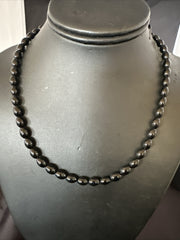Men's Women Men Beads Black Onyx Navajo Necklace 18" | Sterling Silver | Authentic Native American Handmade | 17921