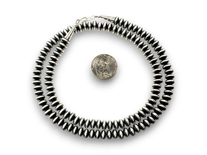 Navajo Pearls Sterling Silver Rondelles Saucer Flat Bead Necklace 6mm 20" 97620