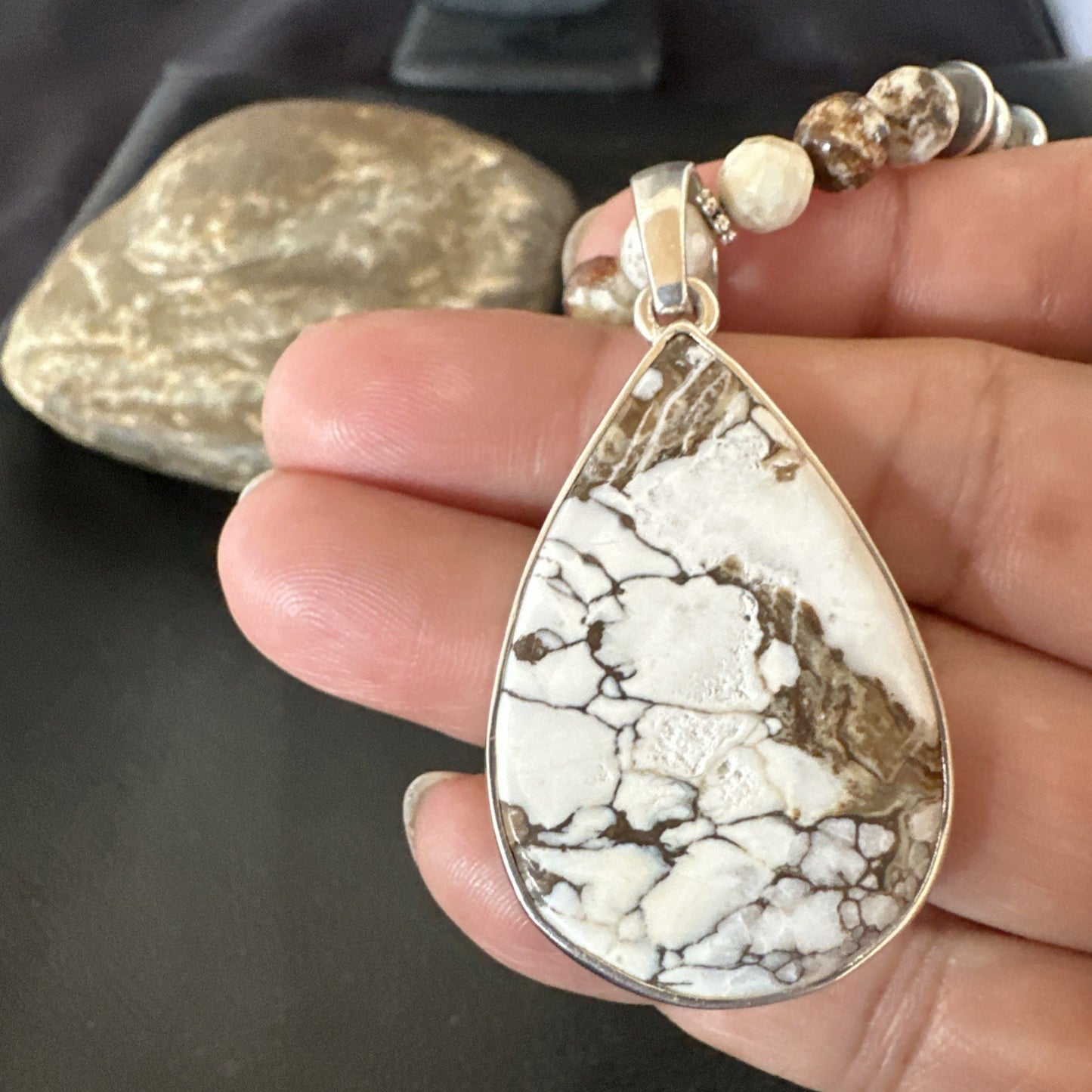 Mens Womens Wild Horse Turquoise Pendant Navajo Sterling Silver Necklace 19308