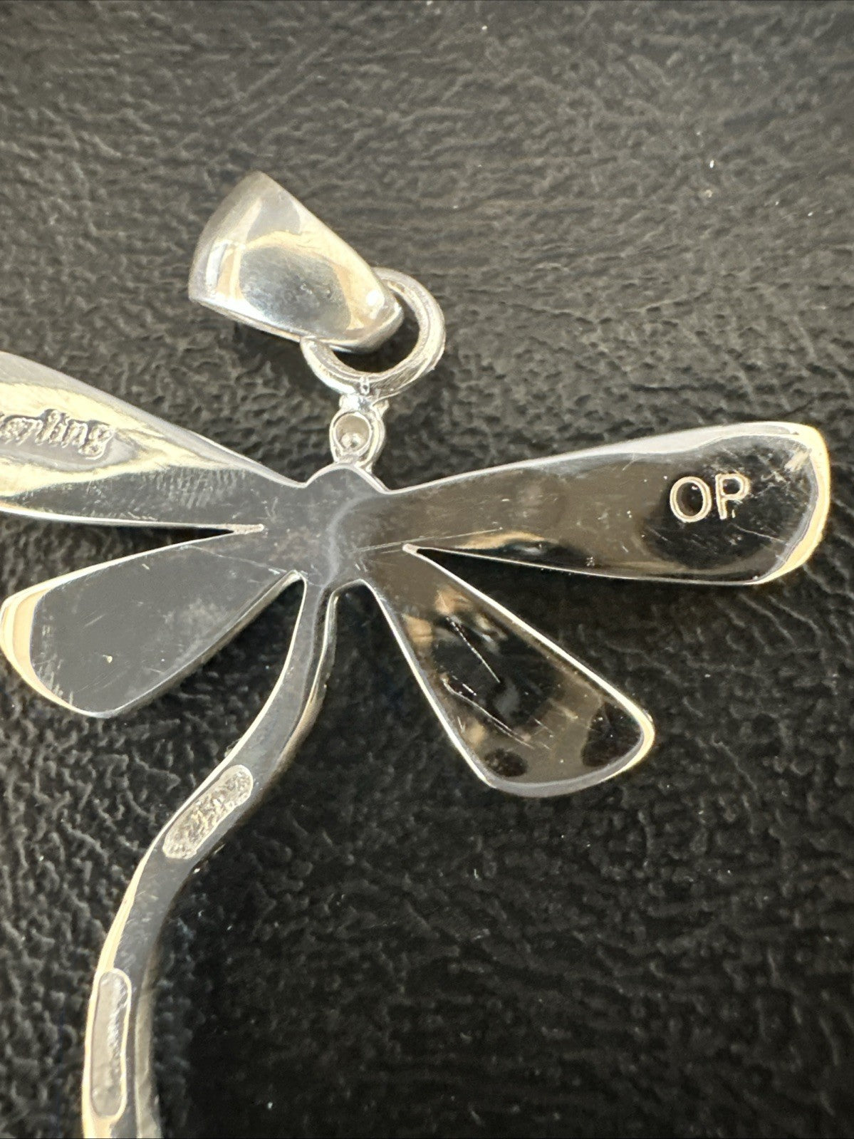 Dragonfly Sterling Silver Blue Lapis Inlay Pendant 19140