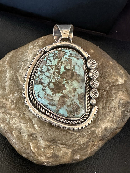 XL Men Women Blue Turquoise Pendant Navajo Sterling Yazzie 19526