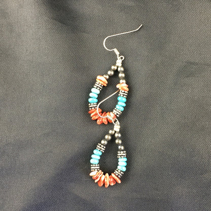 Turquoise Spiny Oyster Navajo Sterling Silver Earrings 1.25” 2034