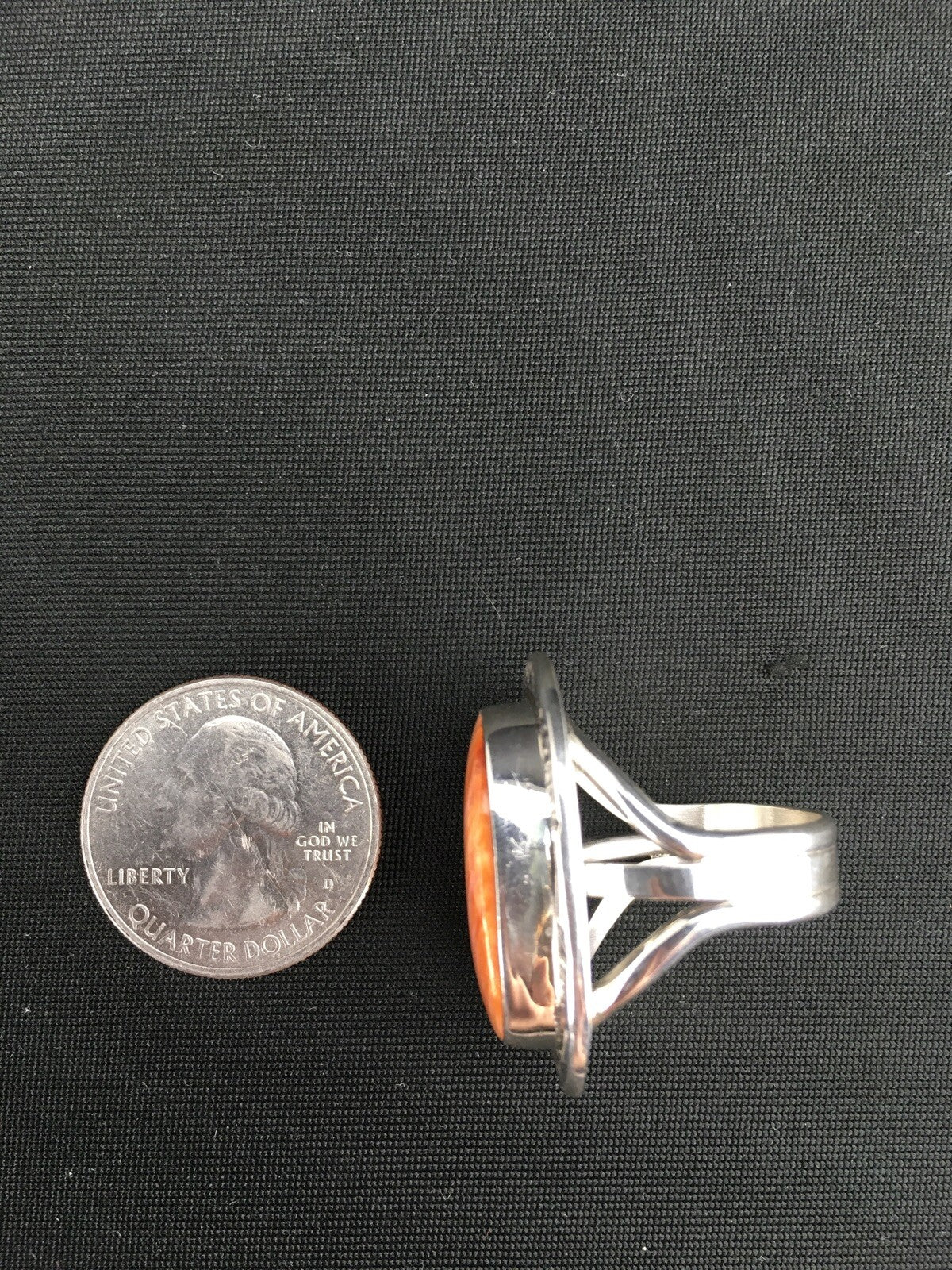Orange Spiny Oyster Southwestern Sterling Silver Ring Size 7.75 04888