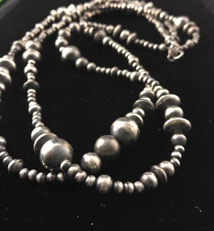 Native American Sterling Silver Navajo Mixed Beads 48" Necklace 92348