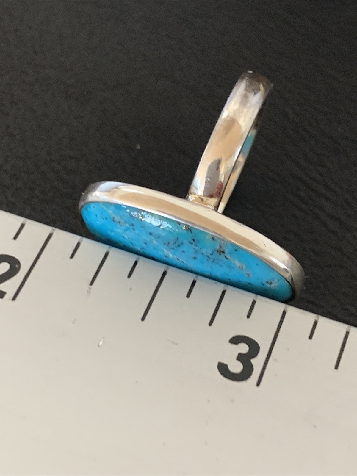 Womens Blue Kingman Turquoise Navajo Sterling Silver Ring Size 7.5 11616
