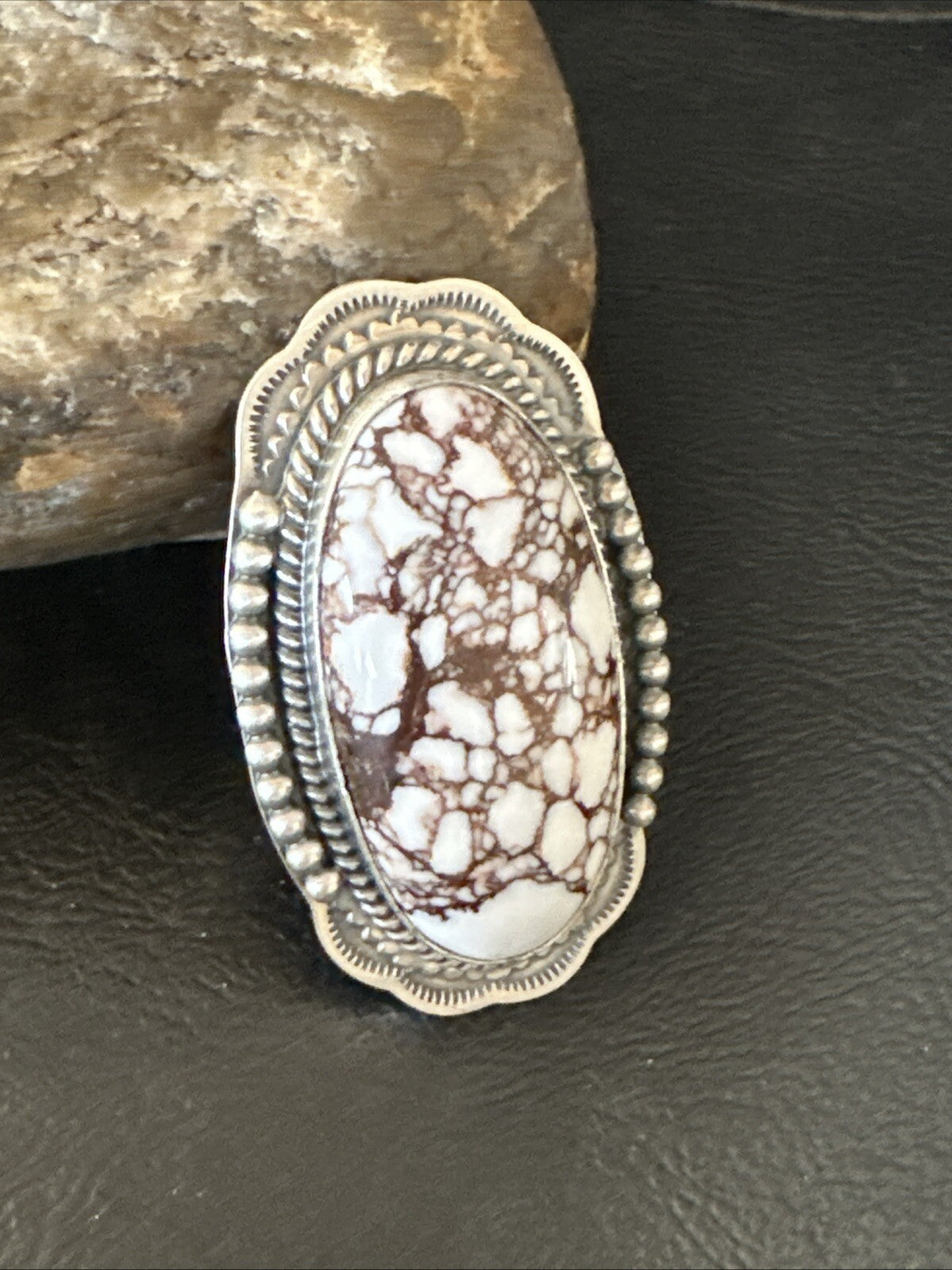 Mens Womens Wild Horse Turquoise Navajo Sterling Silver Ring Sz 8 18722
