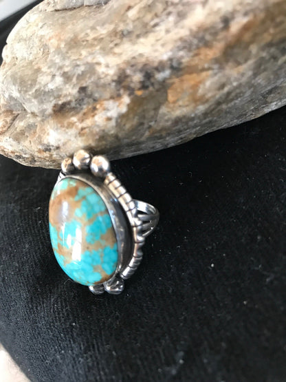 Blue Turquoise #8 Navajo Indian Sterling Silver Ring Size 5.5 3531