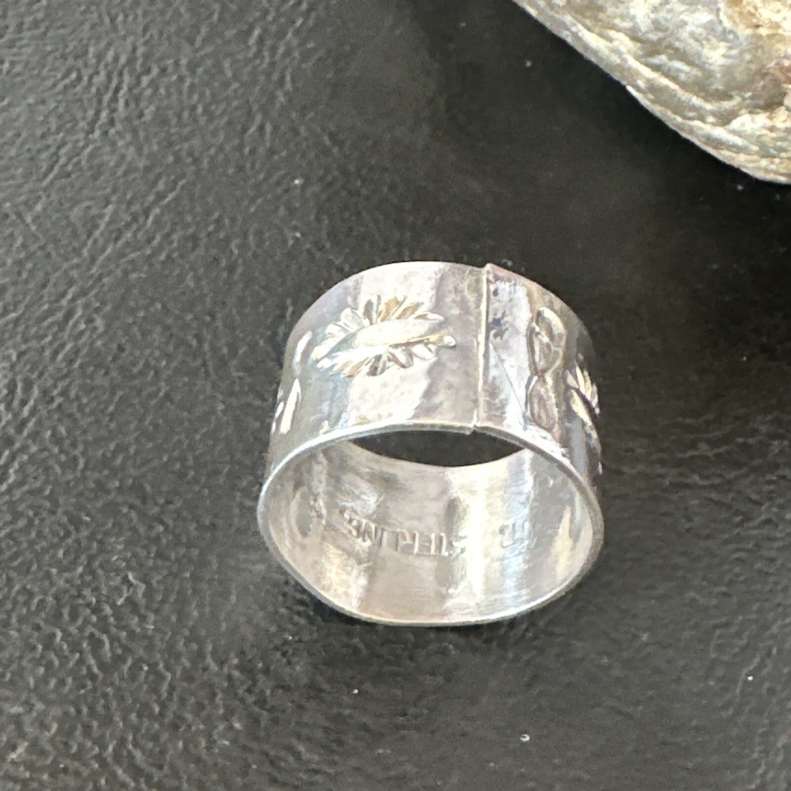 Mens Wide Band Navajo Stamped Sterling Silver Ring Size 9 17162