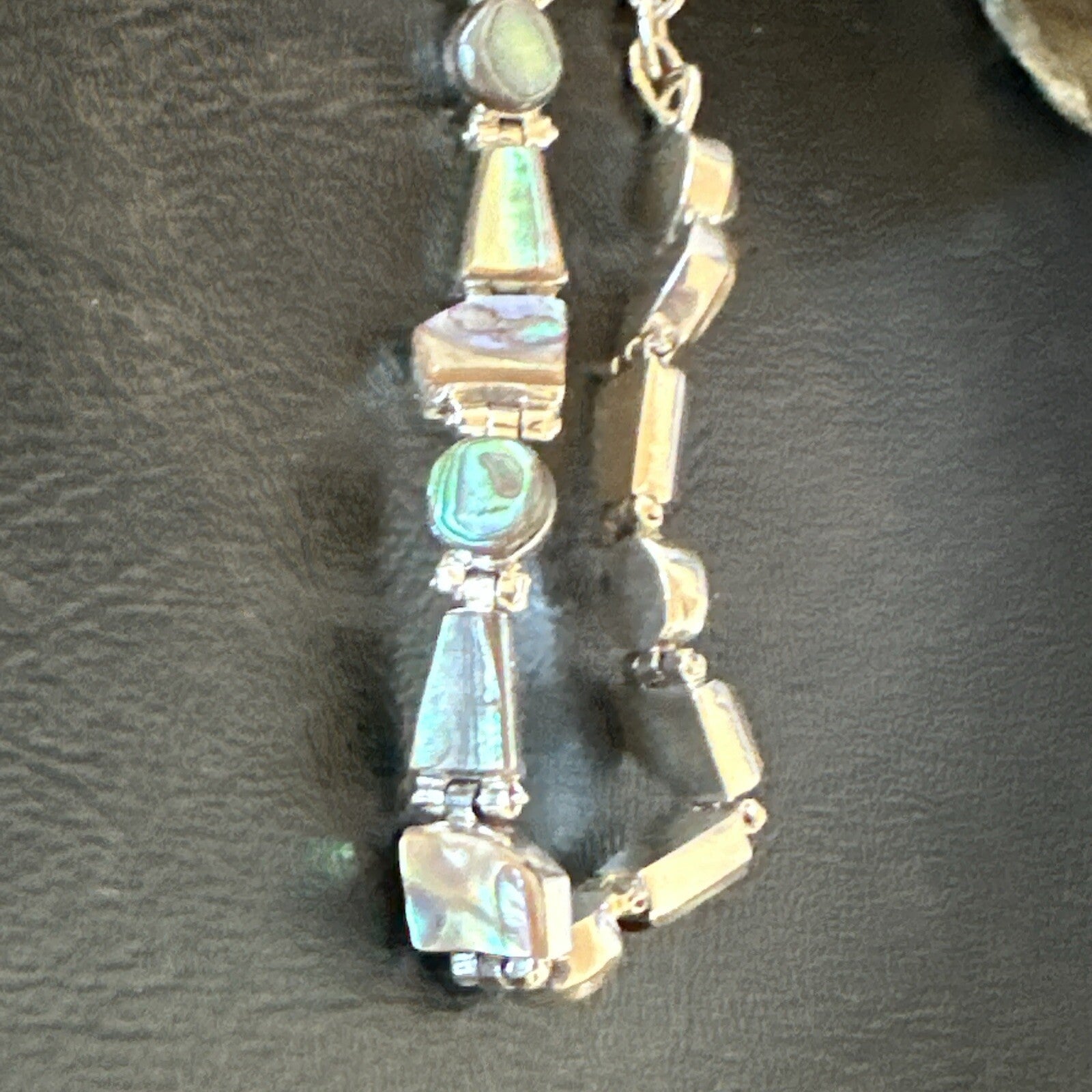 Pava Shell Navajo Old Pawn Sterling Silver Link Bracelet 8" 18131