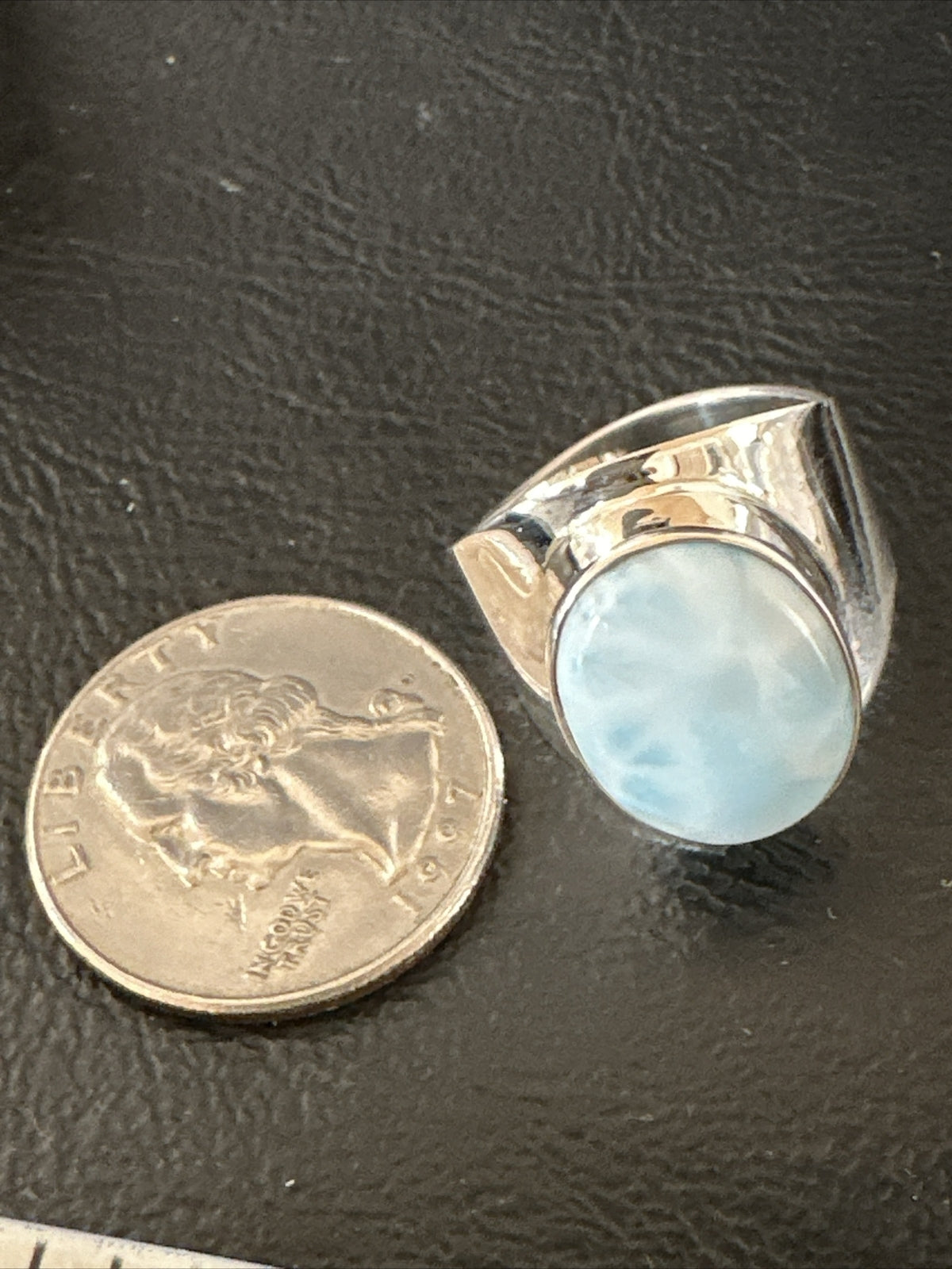 Womens Blue Larimar Navajo Sterling Silver Ring Size 9 17672